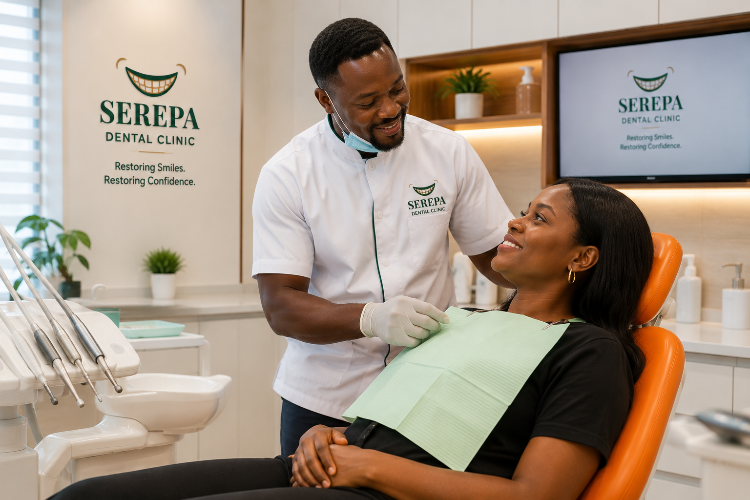 A dentiat examining a patient
