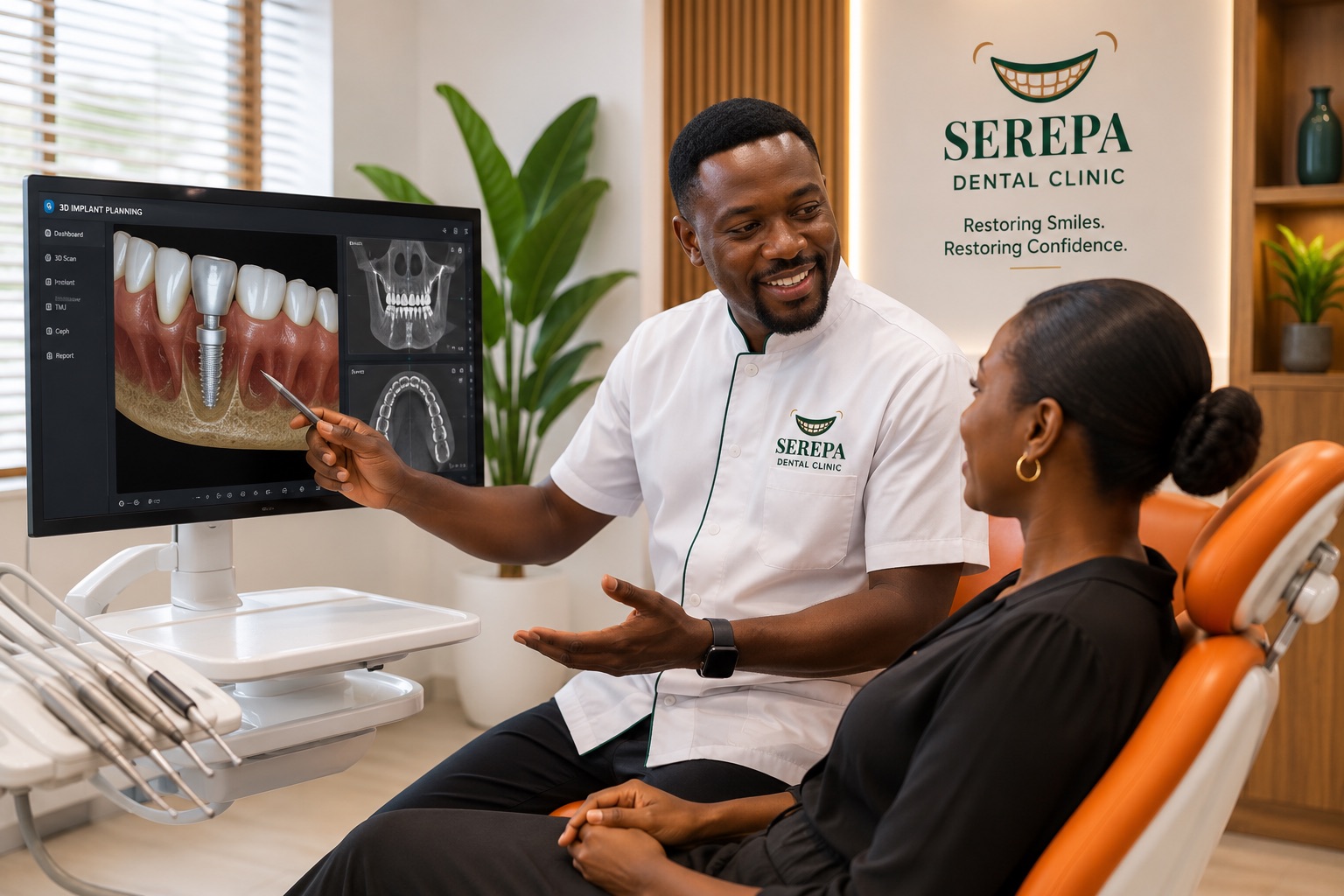 A dentist having a consultation with a patient