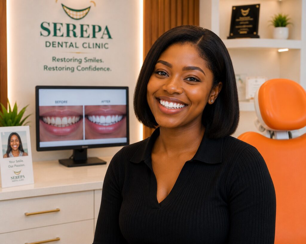 A satisfied patient after a dental restoration